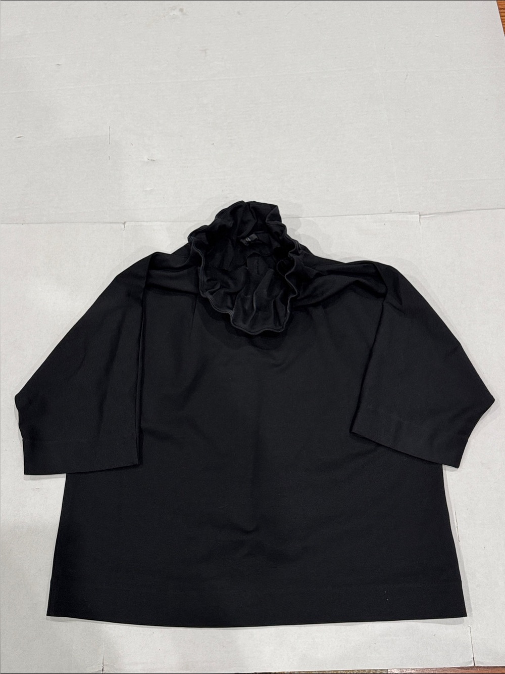 COS Black Ruffled Funnel-Neck Tunic